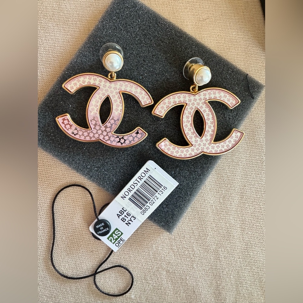 CHANEL DANGLE STUD LARGE CC EARRINGS
